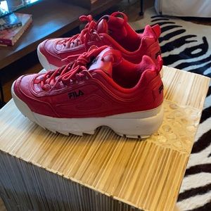 FILA Disrupter shoes. Red. Size 6